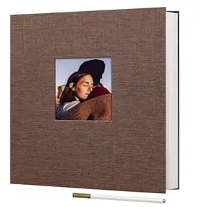 Amazon Brand – Umi Self Adhesive Photo Album Scrapbook Album 20 Sheets/40 Double Sided Pages DIY Photo Album For Family Portraits Wedding Anniversary Birthday Memory Book (Brown)